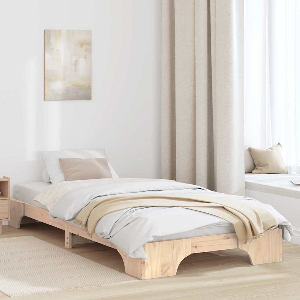 Bed Frame Natural 75 x 190 cm Solid Pine Wood