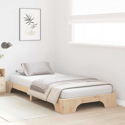 Bed Frame Natural 75 x 190 cm Solid Pine Wood