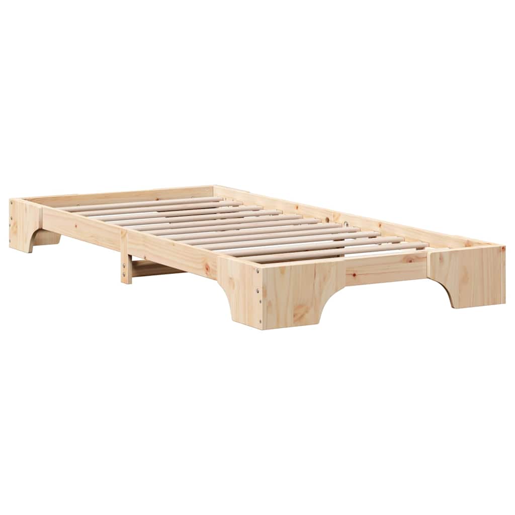 Bed Frame Natural 75 x 190 cm Solid Pine Wood