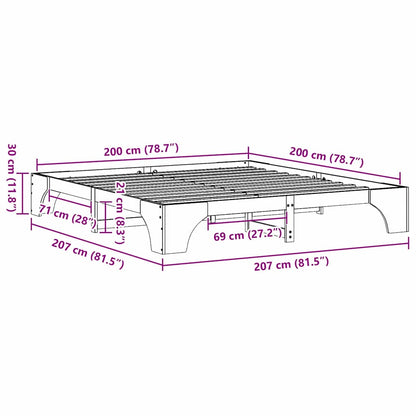 Bed Frame White 200 x 200 cm Solid Pine Wood