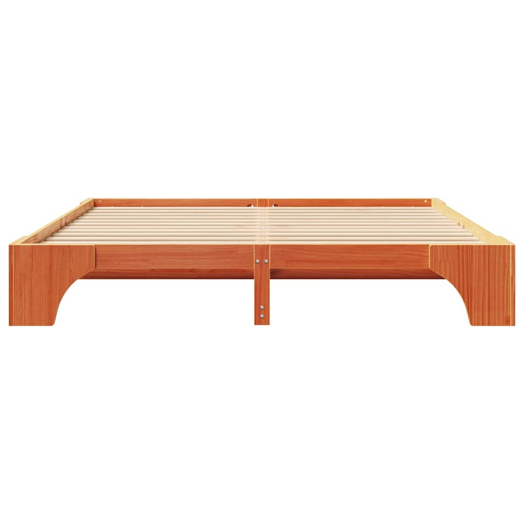 Bed Frame Wax Brown 180 x 200 cm Solid Pine Wood