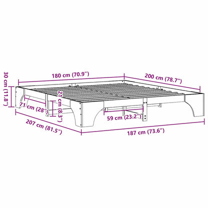 Bed Frame Wax Brown 180 x 200 cm Solid Pine Wood