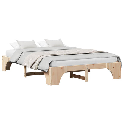 Bed Frame Natural 160 x 200 cm Solid Pine Wood
