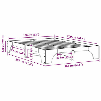 Bed Frame Natural 160 x 200 cm Solid Pine Wood