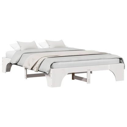 Bed Frame White 160 x 200 cm Solid Pine Wood