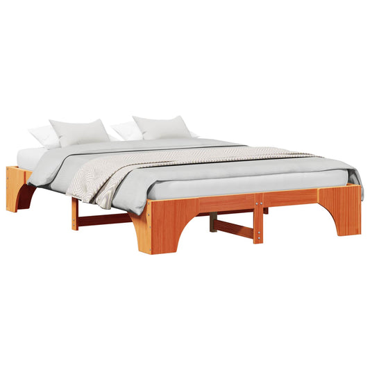 Bed Frame Wax Brown 160 x 200 cm Solid Pine Wood