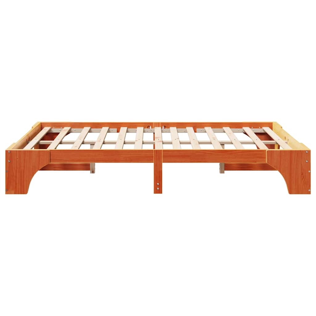 Bed Frame Wax Brown 160 x 200 cm Solid Pine Wood