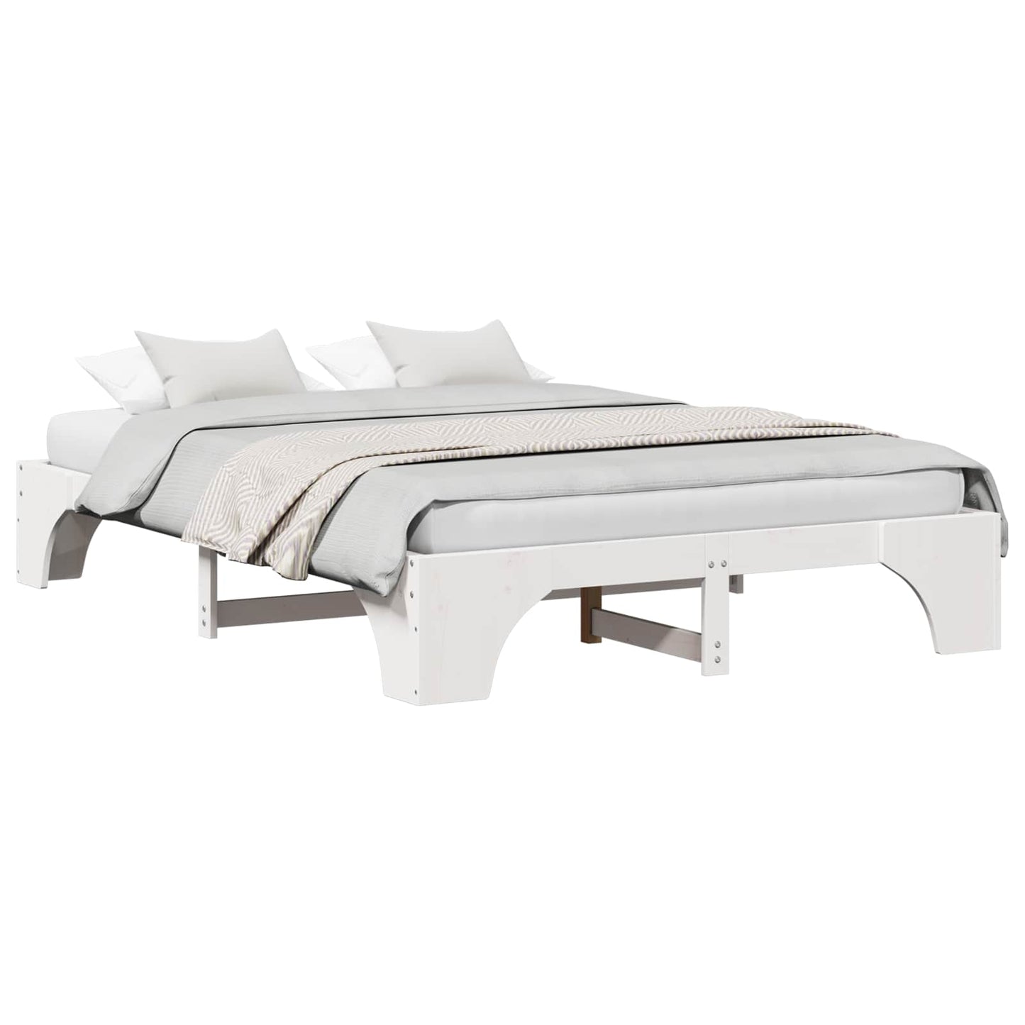 Bed Frame White 150 x 200 cm Solid Pine Wood