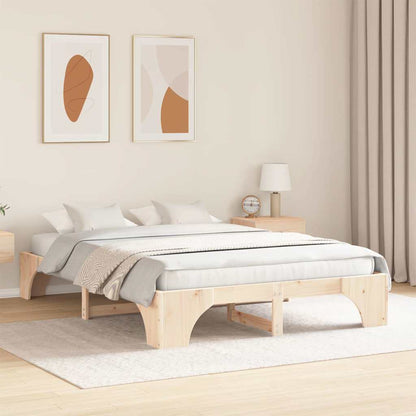 Bed Frame Natural 140 x 200 cm Solid Pine Wood