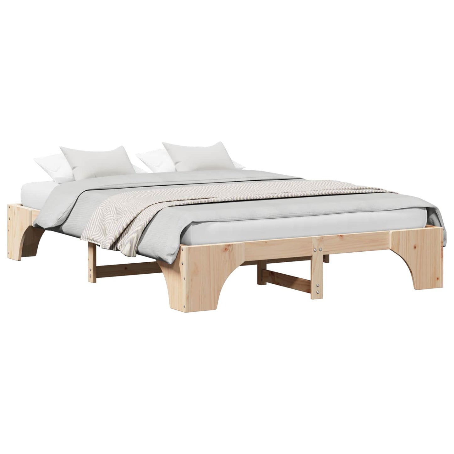 Bed Frame Natural 140 x 200 cm Solid Pine Wood