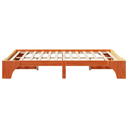 Bed Frame Wax Brown 140 x 200 cm Solid Pine Wood