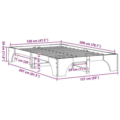 Bed Frame White 120 x 200 cm Solid Pine Wood