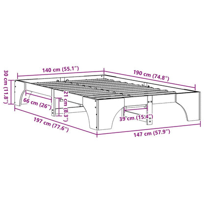 Bed Frame White 140 x 190 cm Solid Pine Wood
