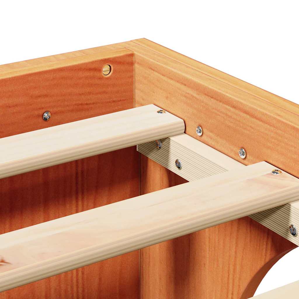 Bed Frame Wax Brown 140 x 190 cm Solid Pine Wood