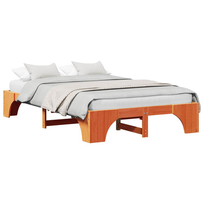 Bed Frame Wax Brown 140 x 190 cm Solid Pine Wood