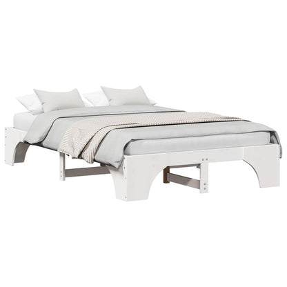 Bed Frame White 135 x 190 cm Solid Pine Wood