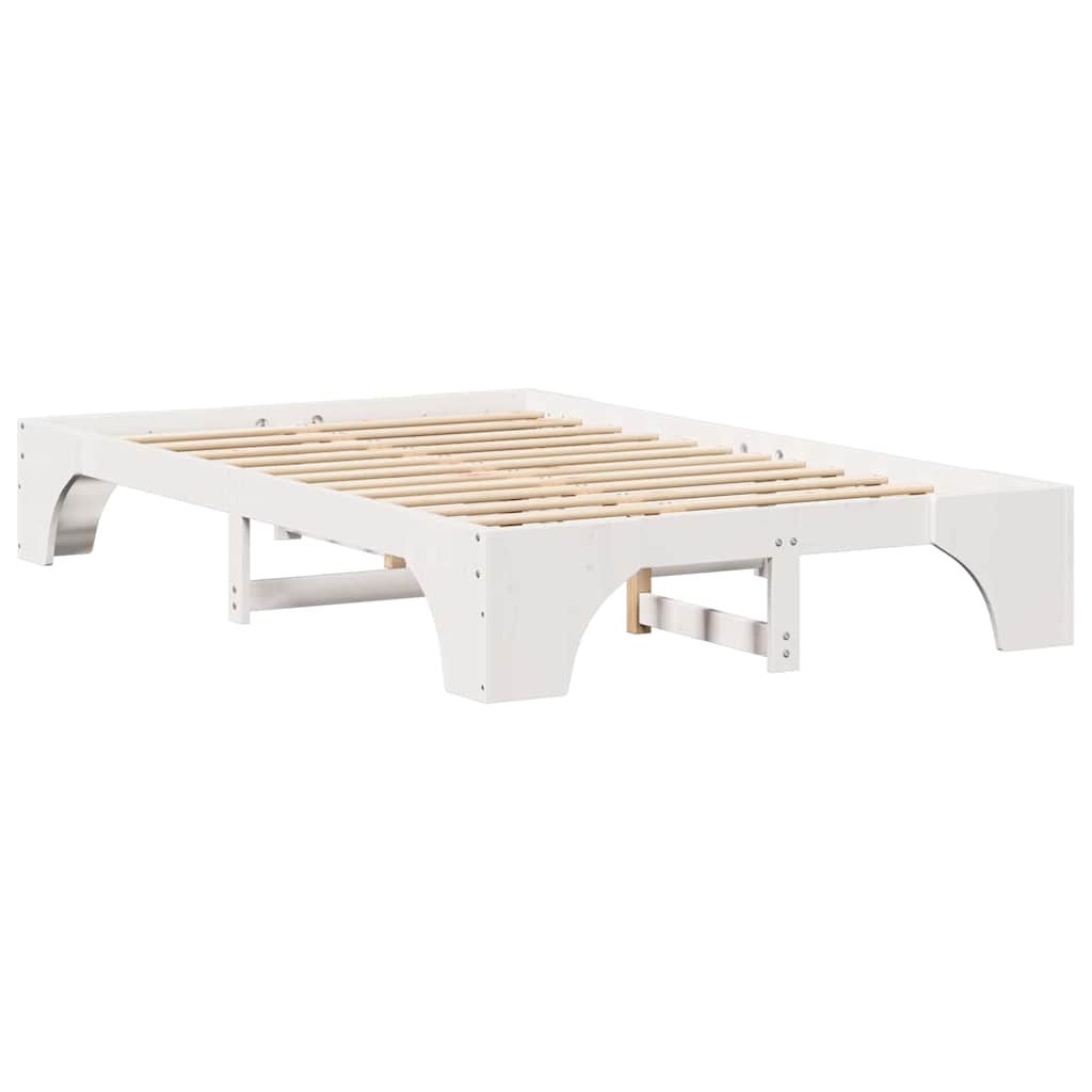 Bed Frame White 135 x 190 cm Solid Pine Wood