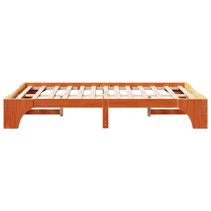 Bed Frame Wax Brown 135 x 190 cm Solid Pine Wood