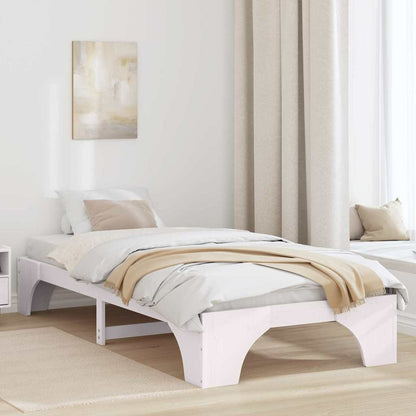 Bed Frame White 100 x 200 cm Solid Pine Wood