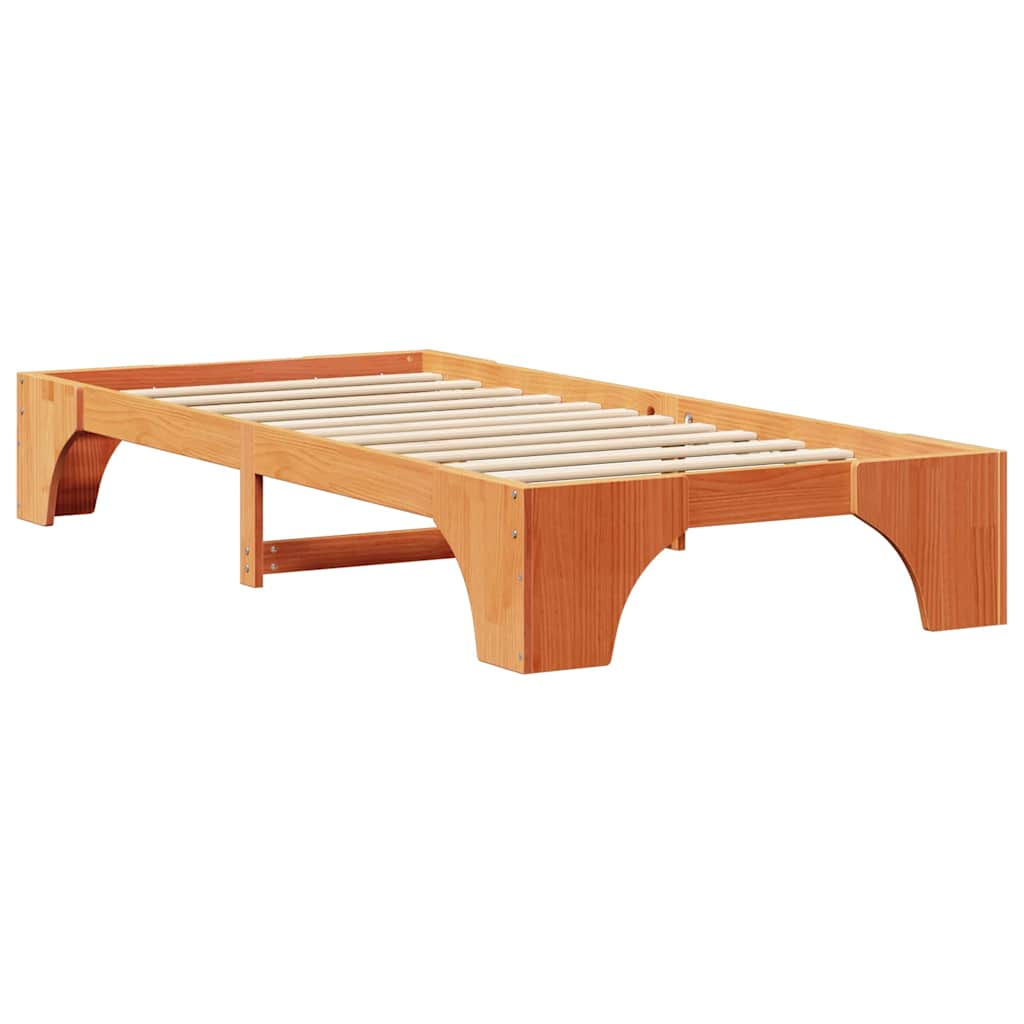 Bed Frame Wax Brown 90 x 200 cm Solid Pine Wood