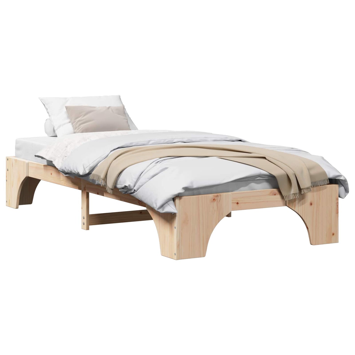 Bed Frame Natural 80 x 200 cm Solid Pine Wood
