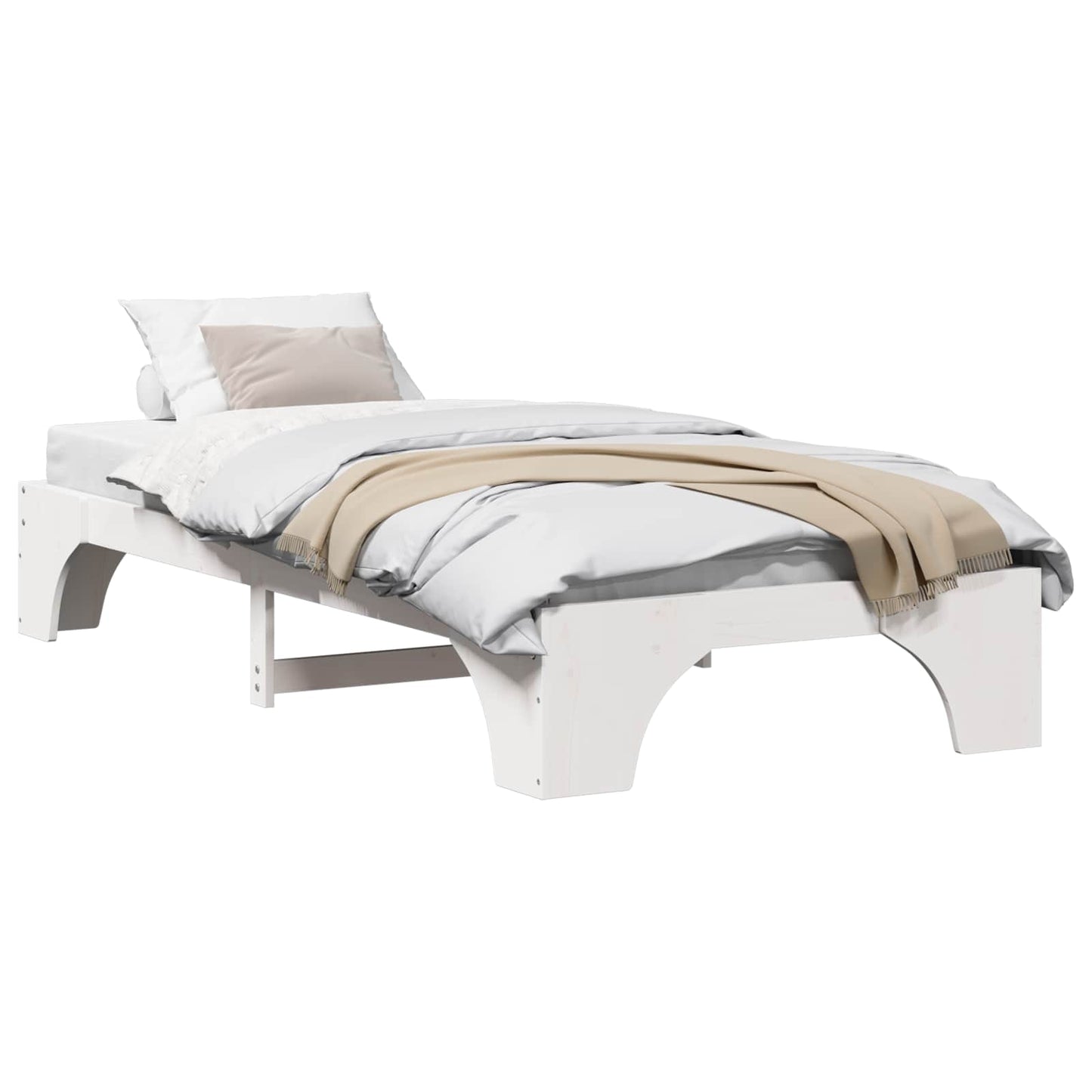 Bed Frame White 80 x 200 cm Solid Pine Wood