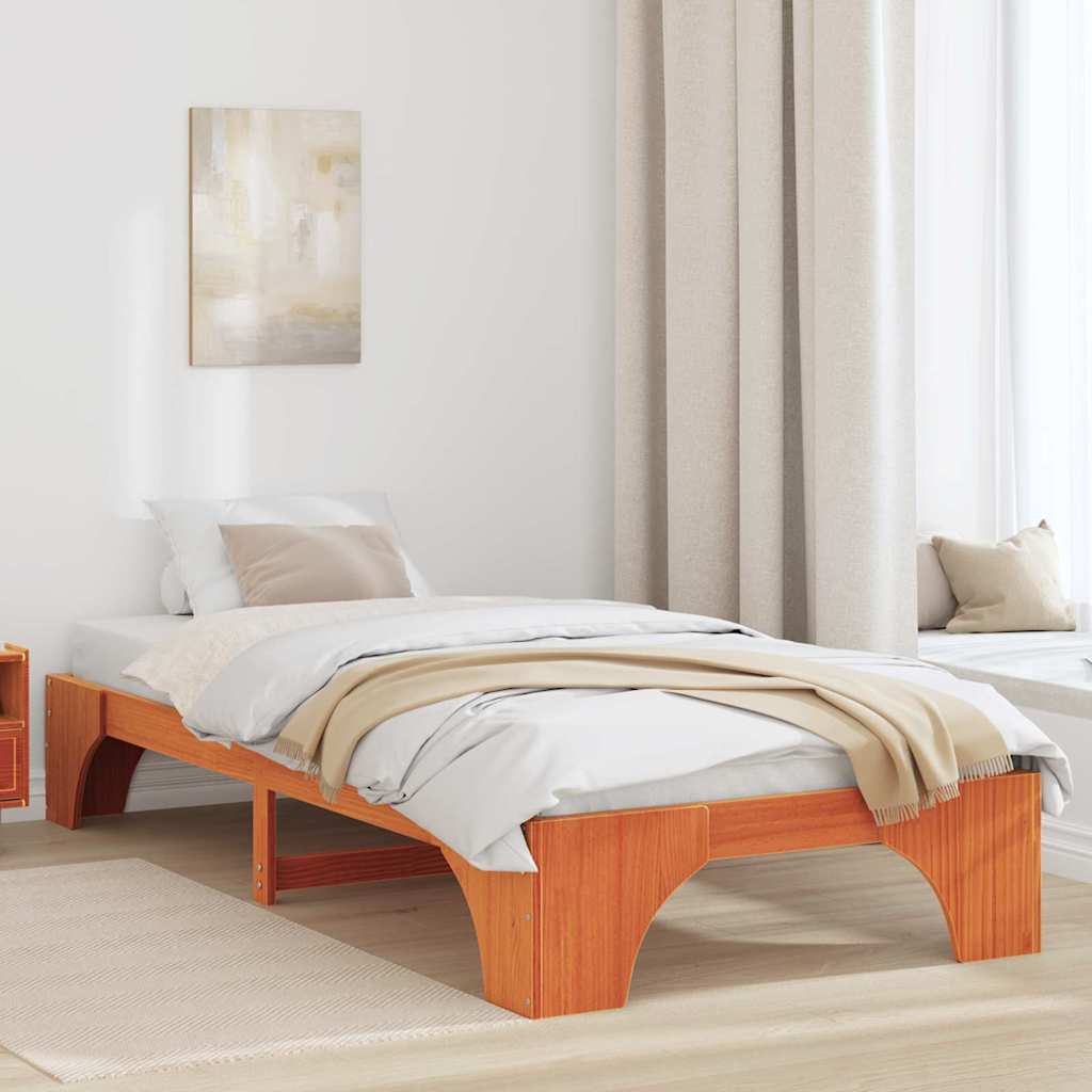 Bed Frame Wax Brown 80 x 200 cm Solid Pine Wood