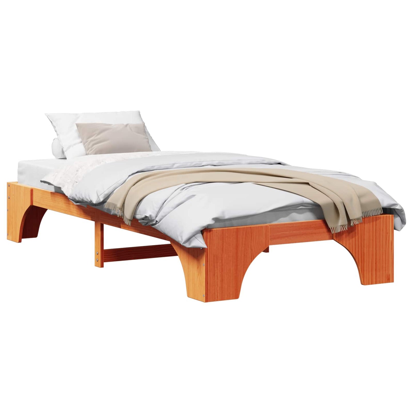 Bed Frame Wax Brown 80 x 200 cm Solid Pine Wood
