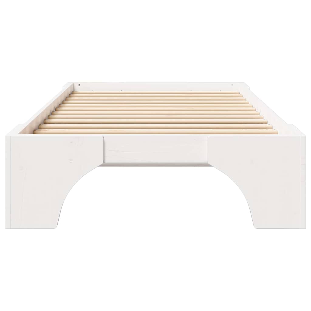 Bed Frame White 90 x 190 cm Solid Pine Wood