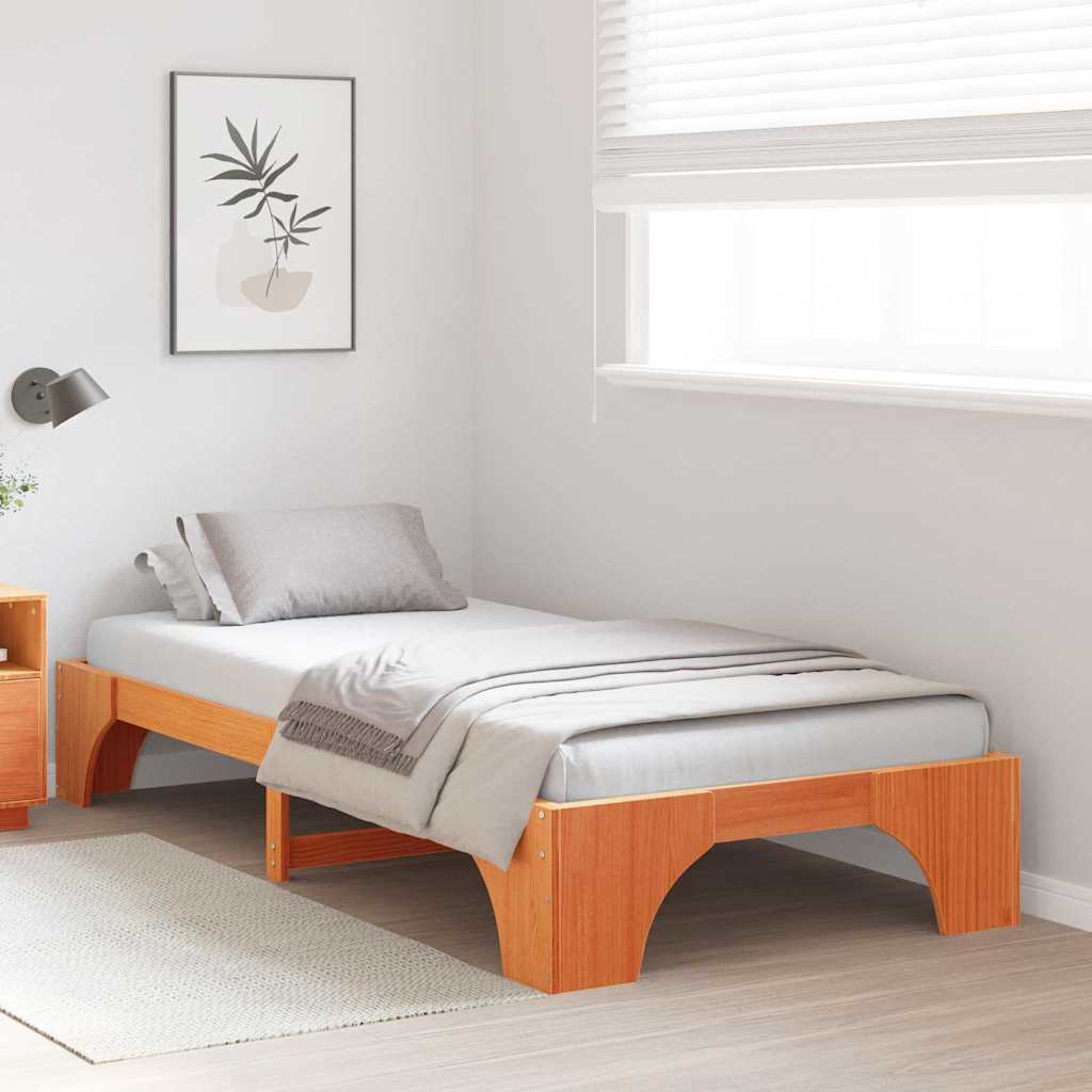 Bed Frame Wax Brown 90 x 190 cm Solid Pine Wood