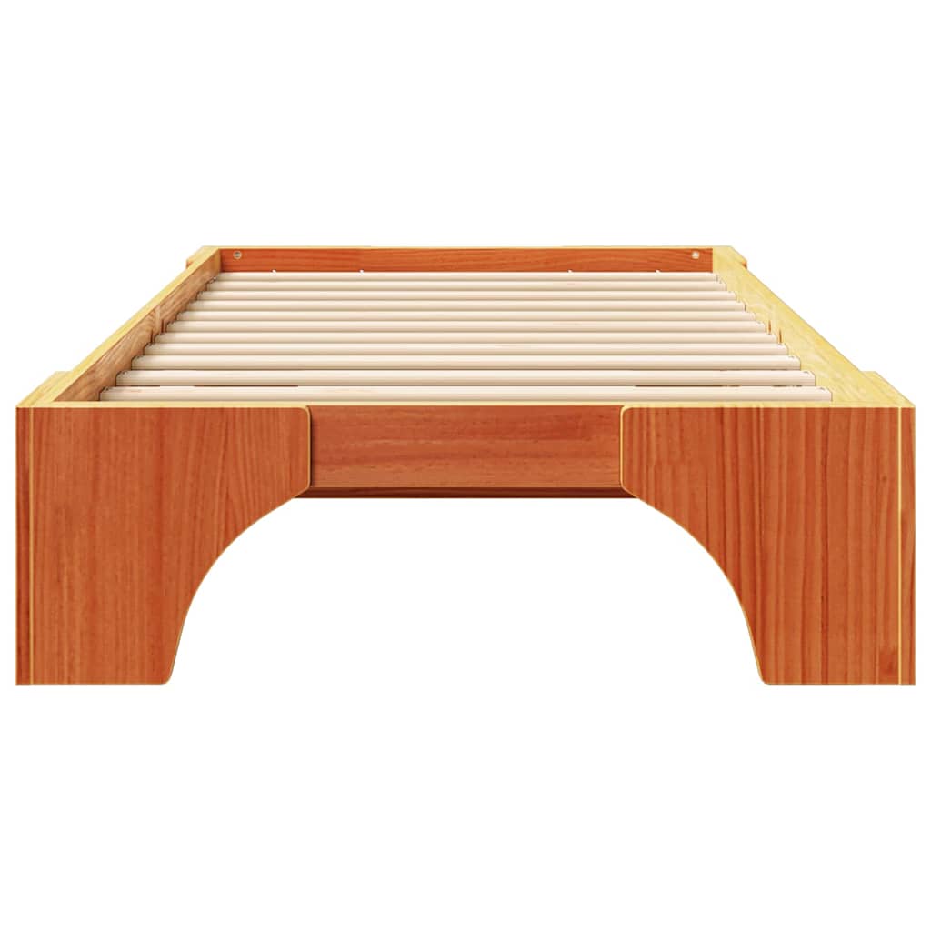 Bed Frame Wax Brown 90 x 190 cm Solid Pine Wood