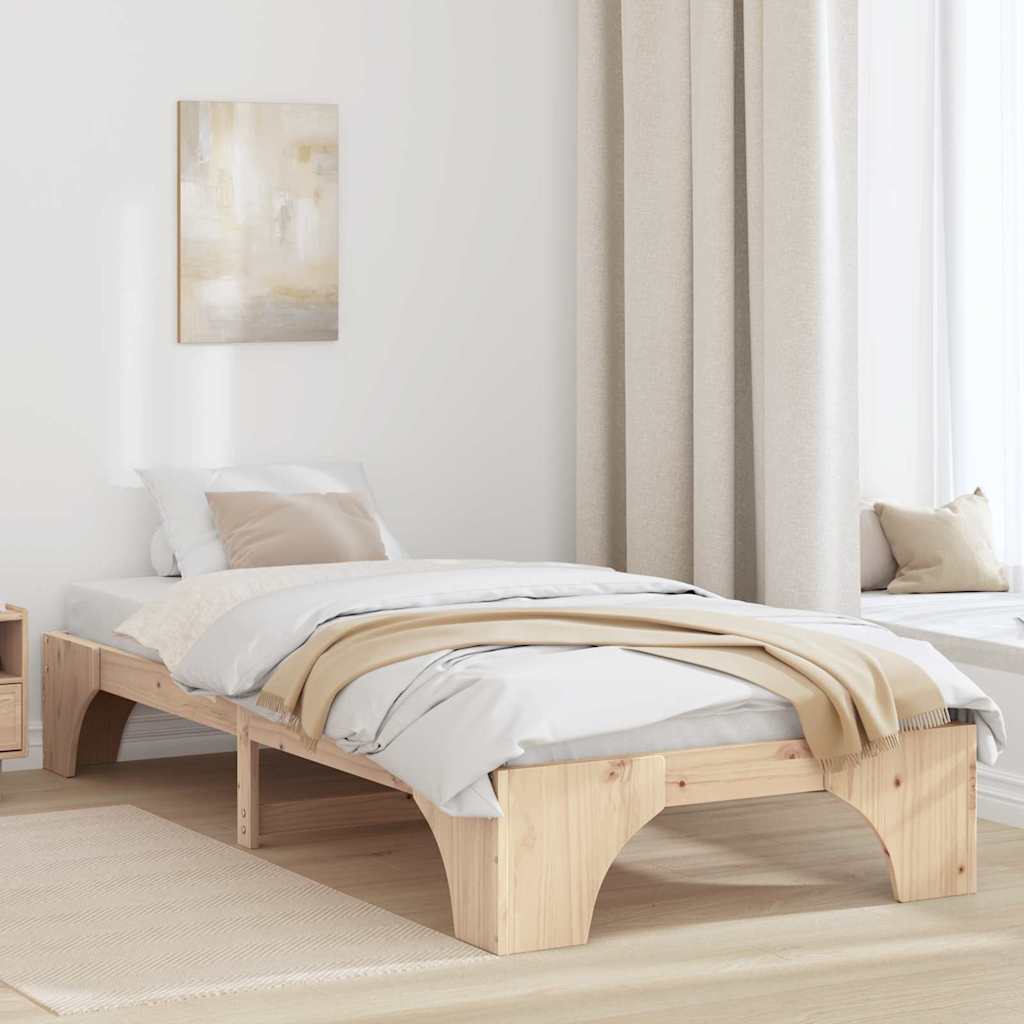 Bed Frame Natural 75 x 190 cm Solid Pine Wood
