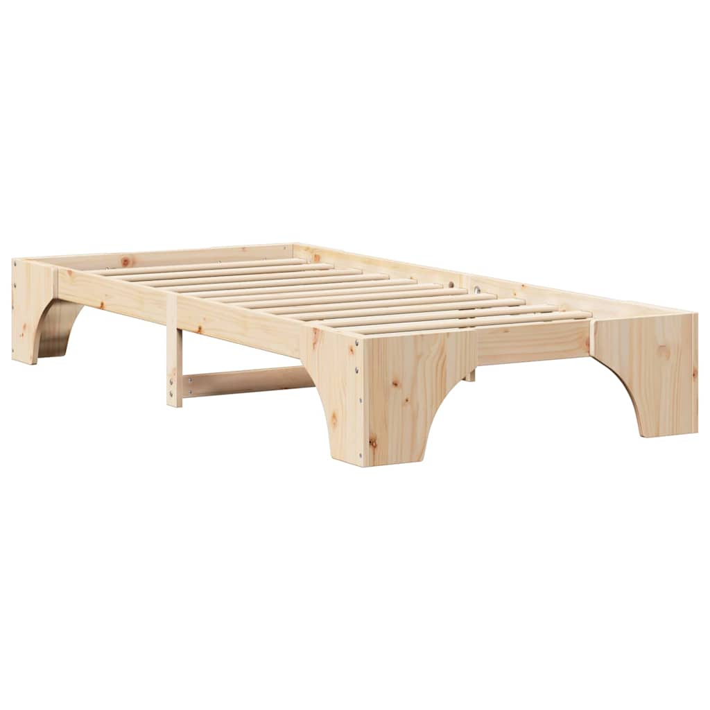 Bed Frame Natural 75 x 190 cm Solid Pine Wood