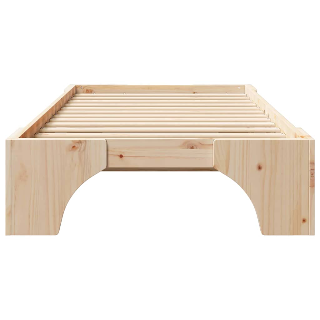 Bed Frame Natural 75 x 190 cm Solid Pine Wood