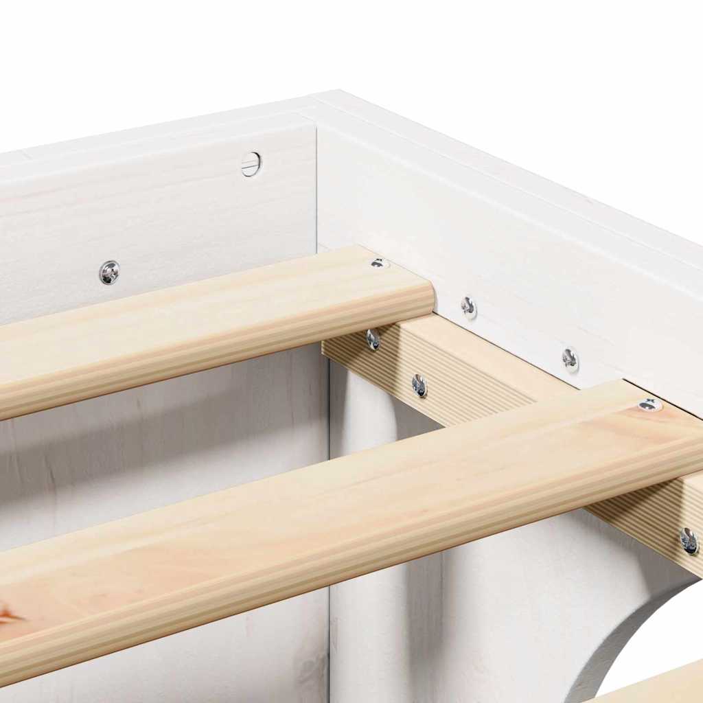 Bed Frame White 75 x 190 cm Solid Pine Wood