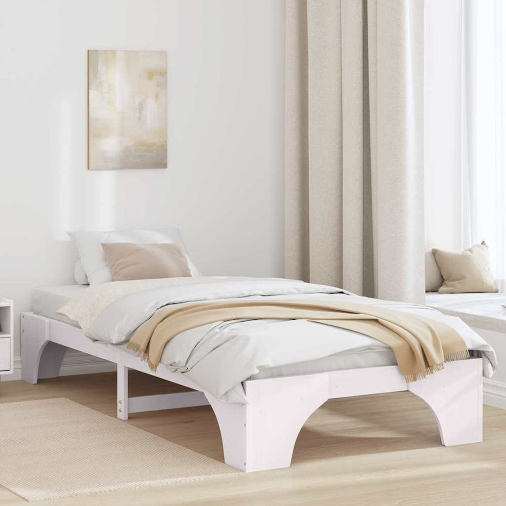 Bed Frame White 75 x 190 cm Solid Pine Wood