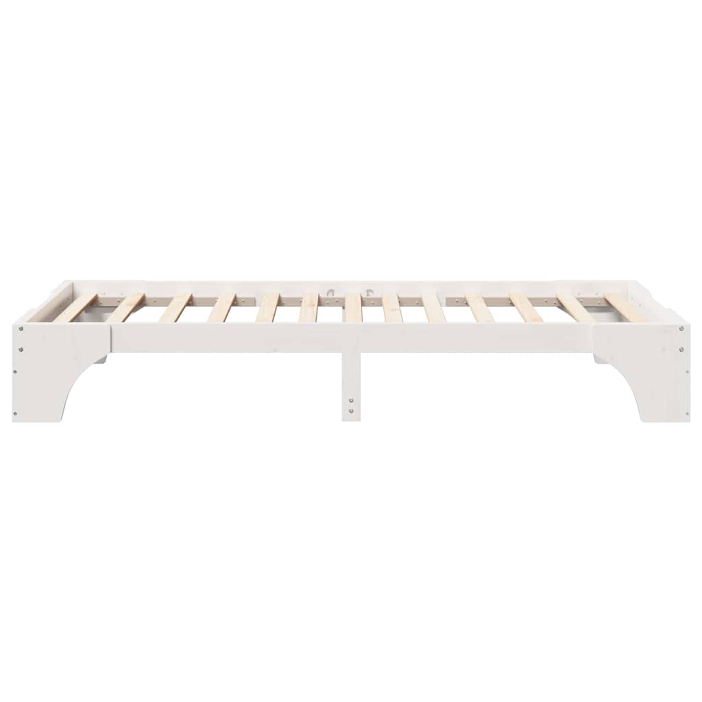 Bed Frame White 75 x 190 cm Solid Pine Wood