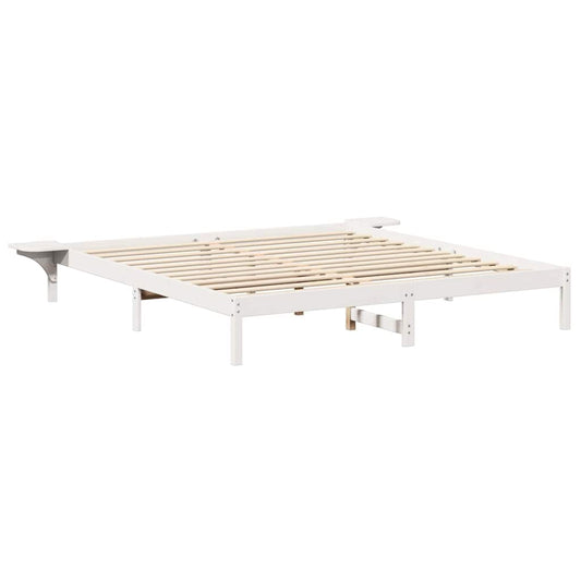 Bed Frame with Bedside Tables White 200 x 200 cm White