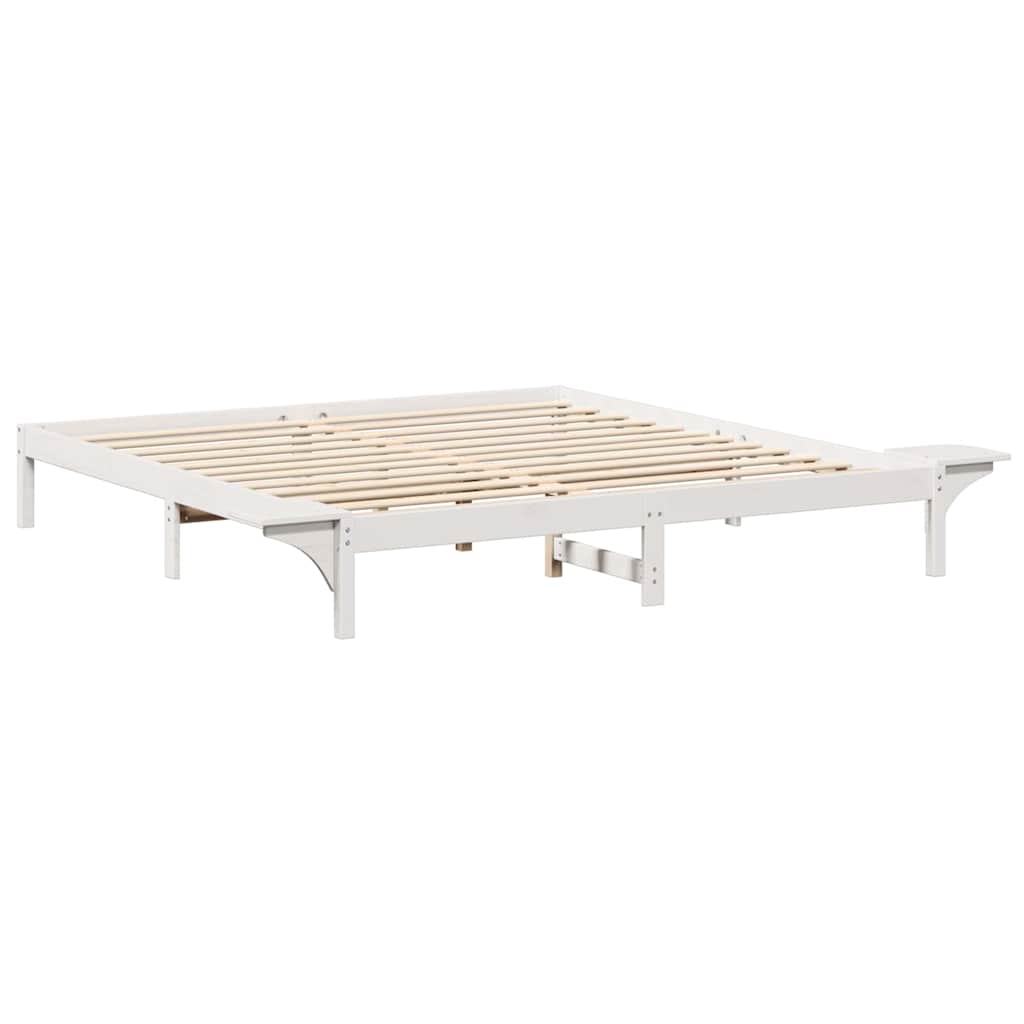 Bed Frame with Bedside Tables White 200 x 200 cm White