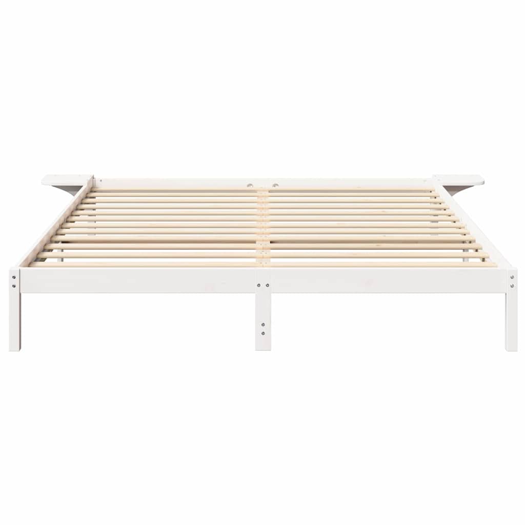 Bed Frame with Bedside Tables White 200 x 200 cm White