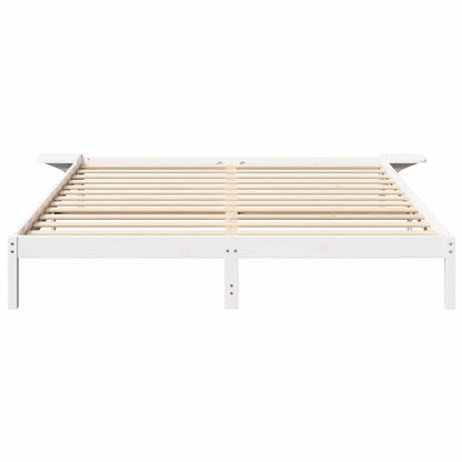 Bed Frame with Bedside Tables White 200 x 200 cm White