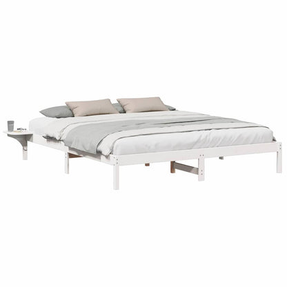 Bed Frame with Bedside Tables White 200 x 200 cm White