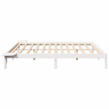 Bed Frame with Bedside Tables White 200 x 200 cm White