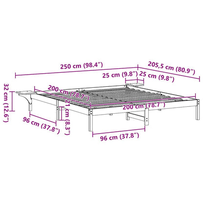 Bed Frame with Bedside Tables White 200 x 200 cm White