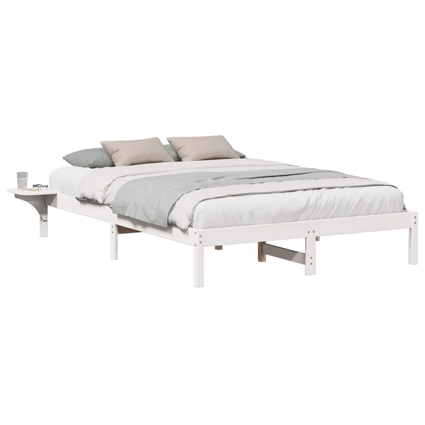 Bed Frame White 160 x 200 cm Solid Pine Wood