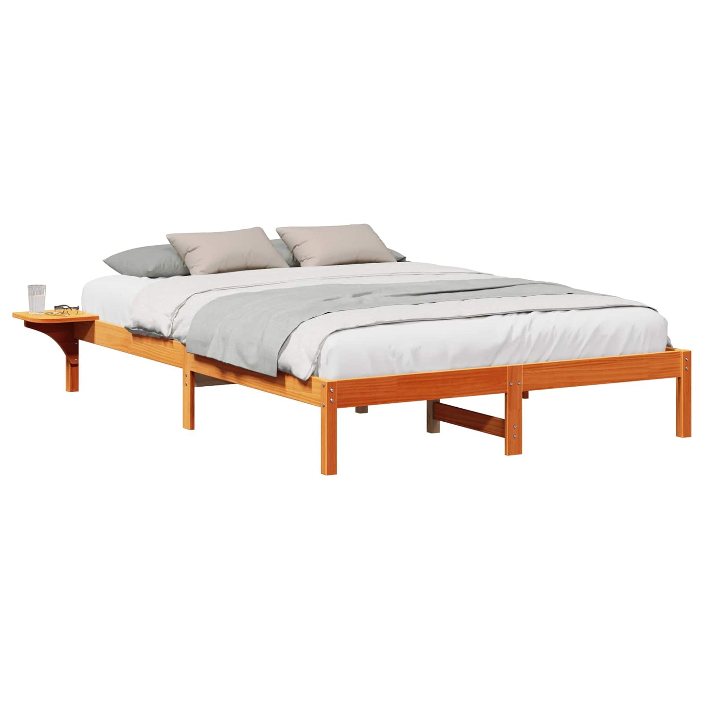 Bed Frame Wax Brown 160 x 200 cm Solid Pine Wood
