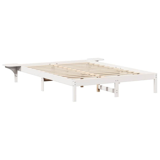Bed Frame with Bedside Tables White 150 x 200 cm White