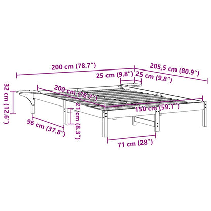 Bed Frame Wax Brown 150 x 200 cm Solid Pine Wood