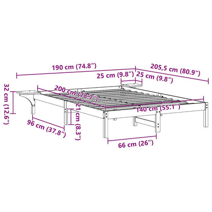 Bed Frame with Bedside Tables White 140 x 200 cm White