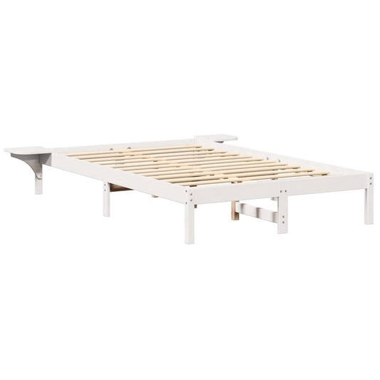 Bed Frame with Bedside Tables White 140 x 190 cm White